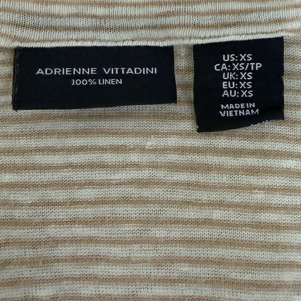 Adrienne Vittadini Top Women's XS Brown Striped 100% Linen Button Back Shirt - Picture 5 of 8
